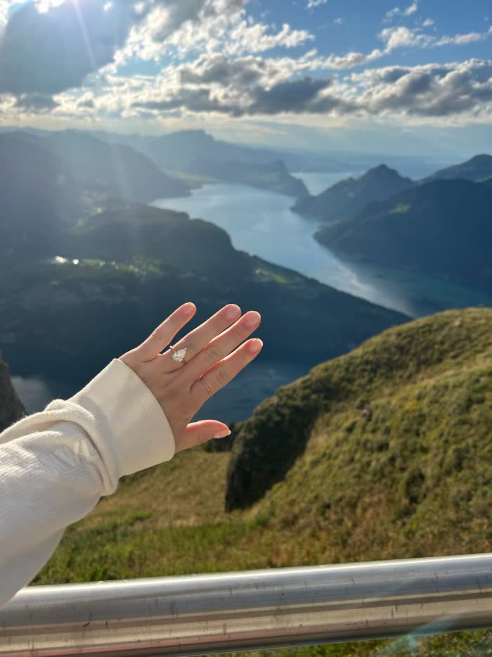 The proposal in Switzerland — Breanna's hand with the ring